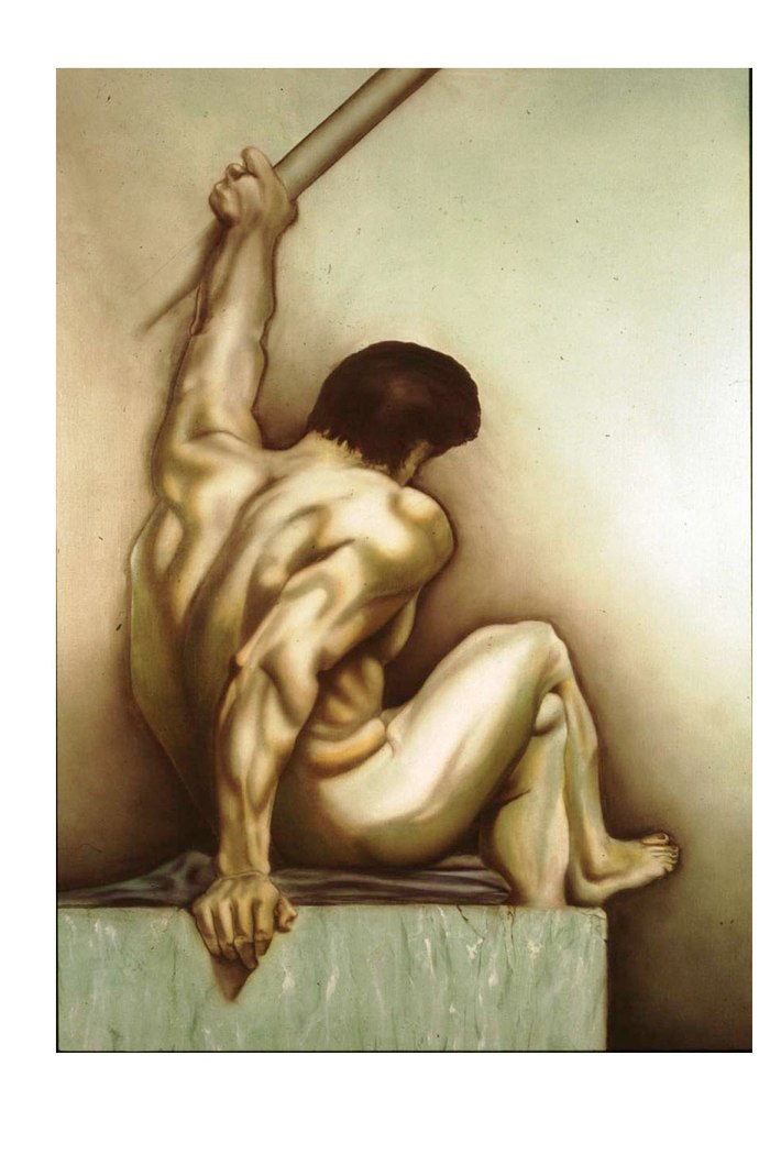 Étude de nu, huile sur bois, Gilles Aguilera