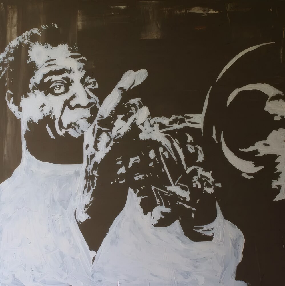 Louis Armstrong à la trompette, acrylique