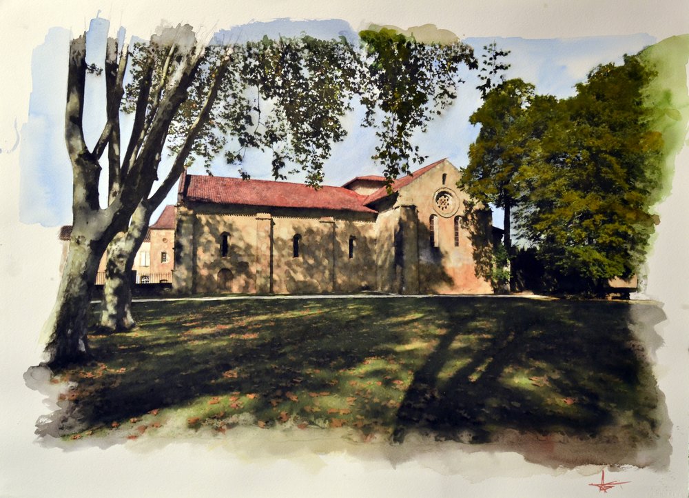 Abbaye de Flaran, aquarelle
