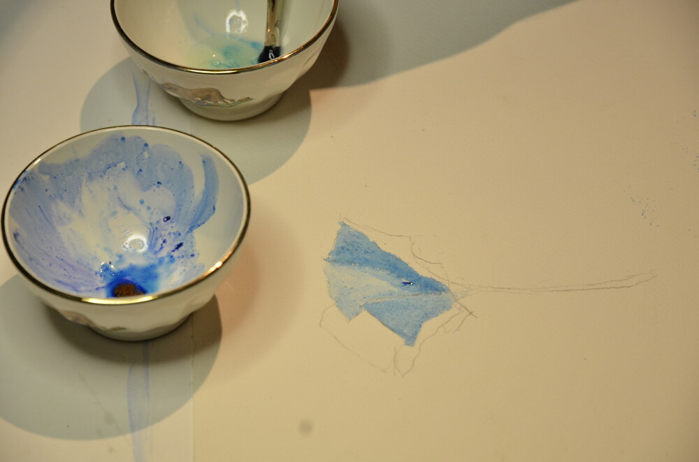 Application du glacis à l'œuf sur l'aquarelle